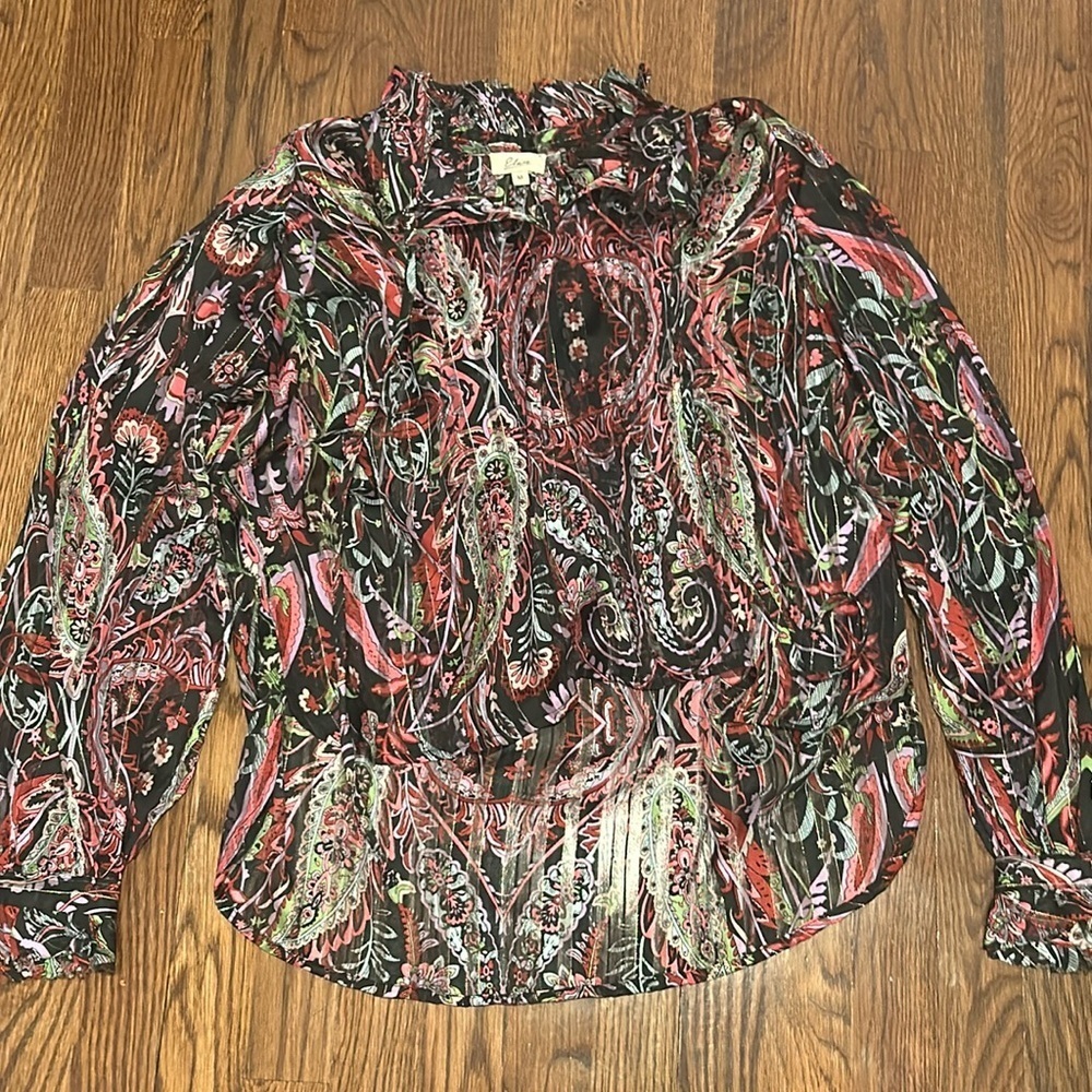 Elan Woman Shirt With Flowers, Size M